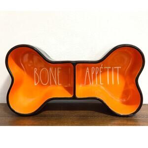 NEW: Rae Dunn - Bone Appétit, Ceramic, Figural, Dog Bone, Halloween Dog Bowl